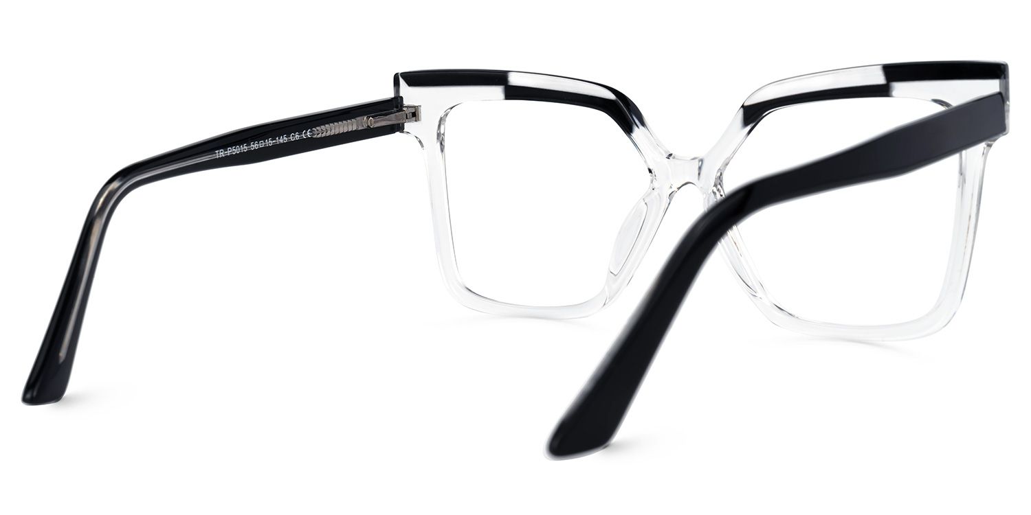 Istas - Square Crystal/Black Eyeglasses | Vooglam Side View