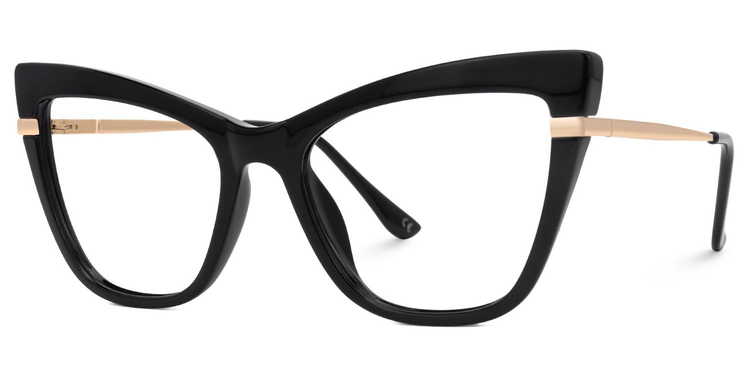 Egor - Cat Eye Black Eyeglasses | Vooglam Front View
