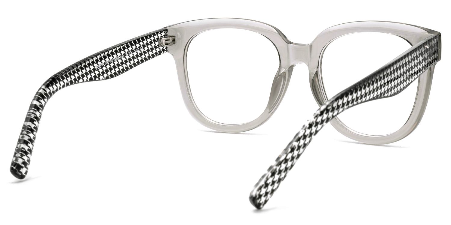 Vernetta - Square Grey Eyeglasses Translucent Frames | Vooglam Side View