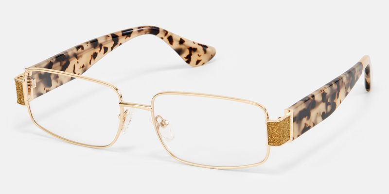 Alexandra - Rectangle Gold Eyeglasses