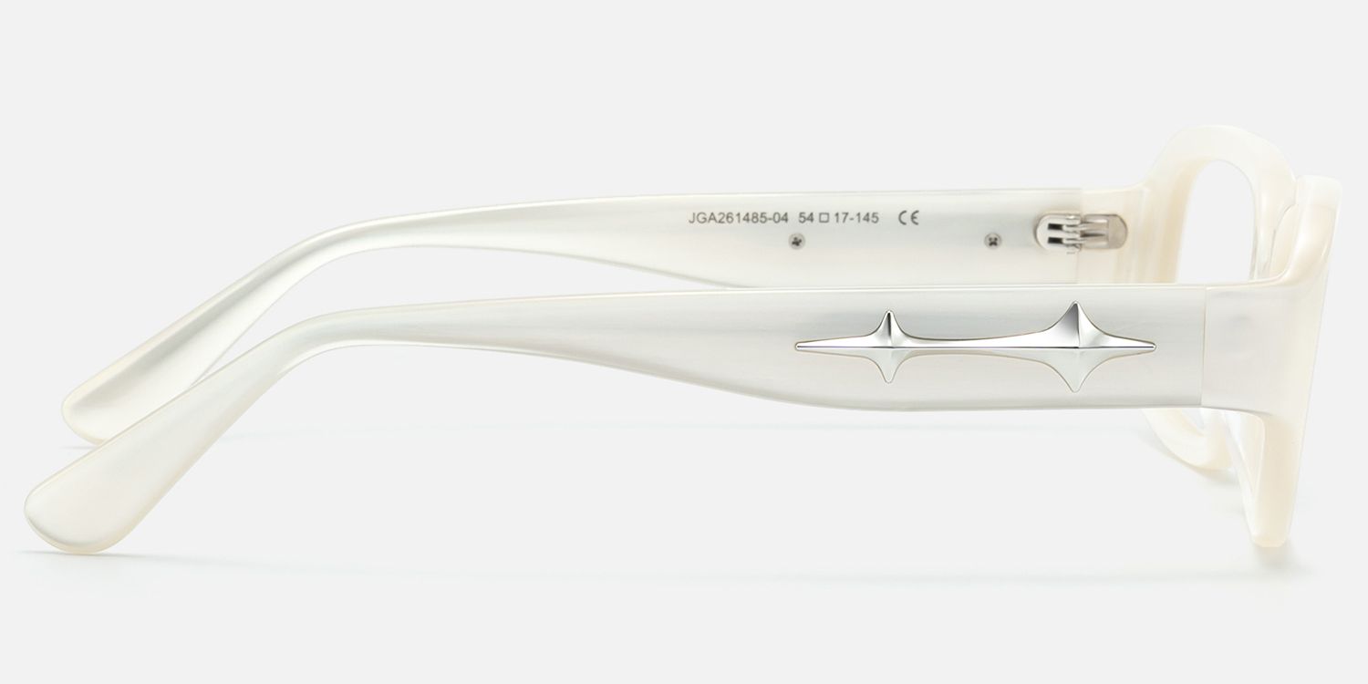Prism - Pearlescent White Star Rectangle Glasses by Vooglam - Side View