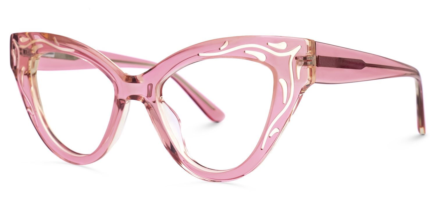 Ivey - Cat Eye Pink Eyeglasses | Vooglam Front View