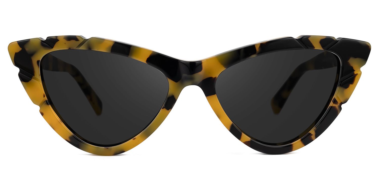 Edana - Cat Eye Yellow/Tortoise Sunglasses by Vooglam - Angle View