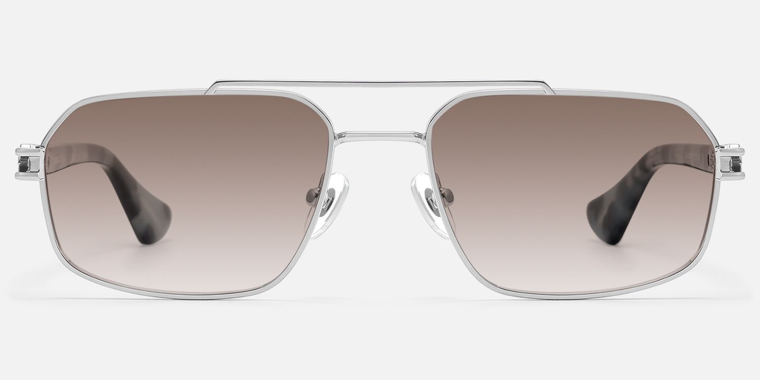 Lacey - Gradient Aviator Silver Sunglasses | Vooglam Angle View