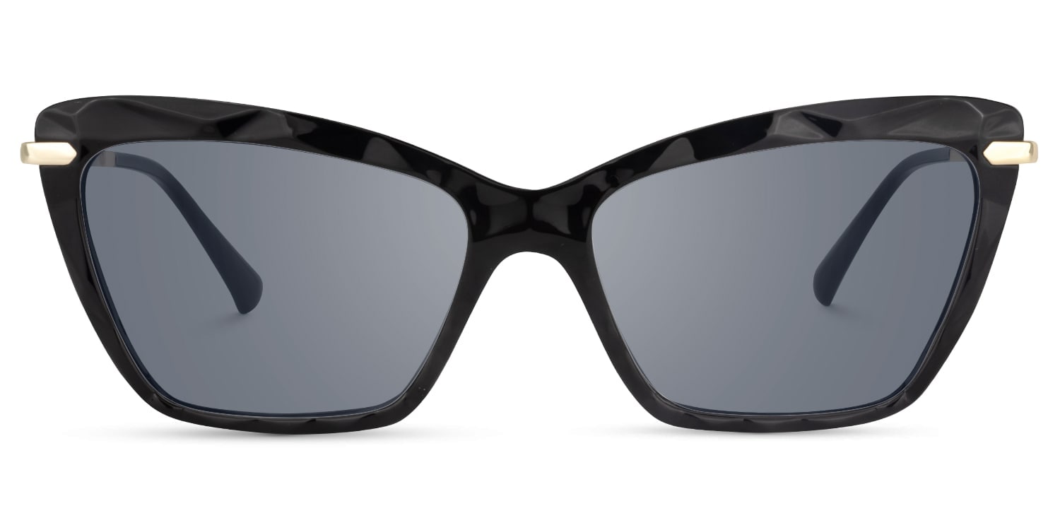 Annie - Elegant Black Rectangle Frame Sunglasses - 1