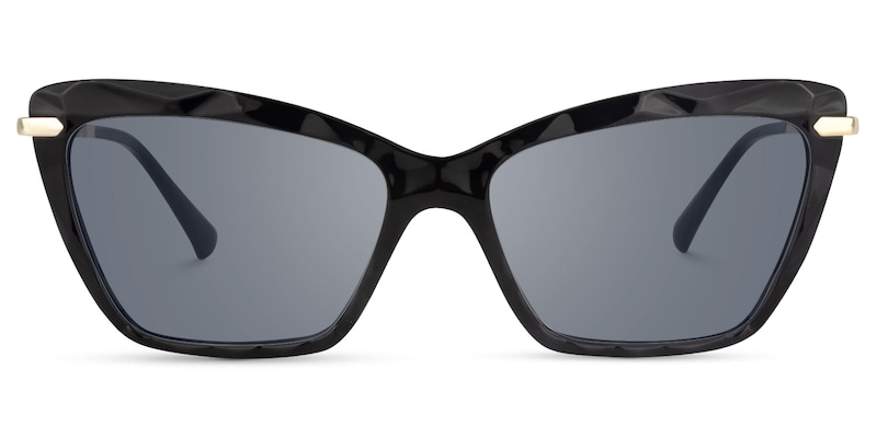 Annie - Elegant Black Rectangle Frame Sunglasses