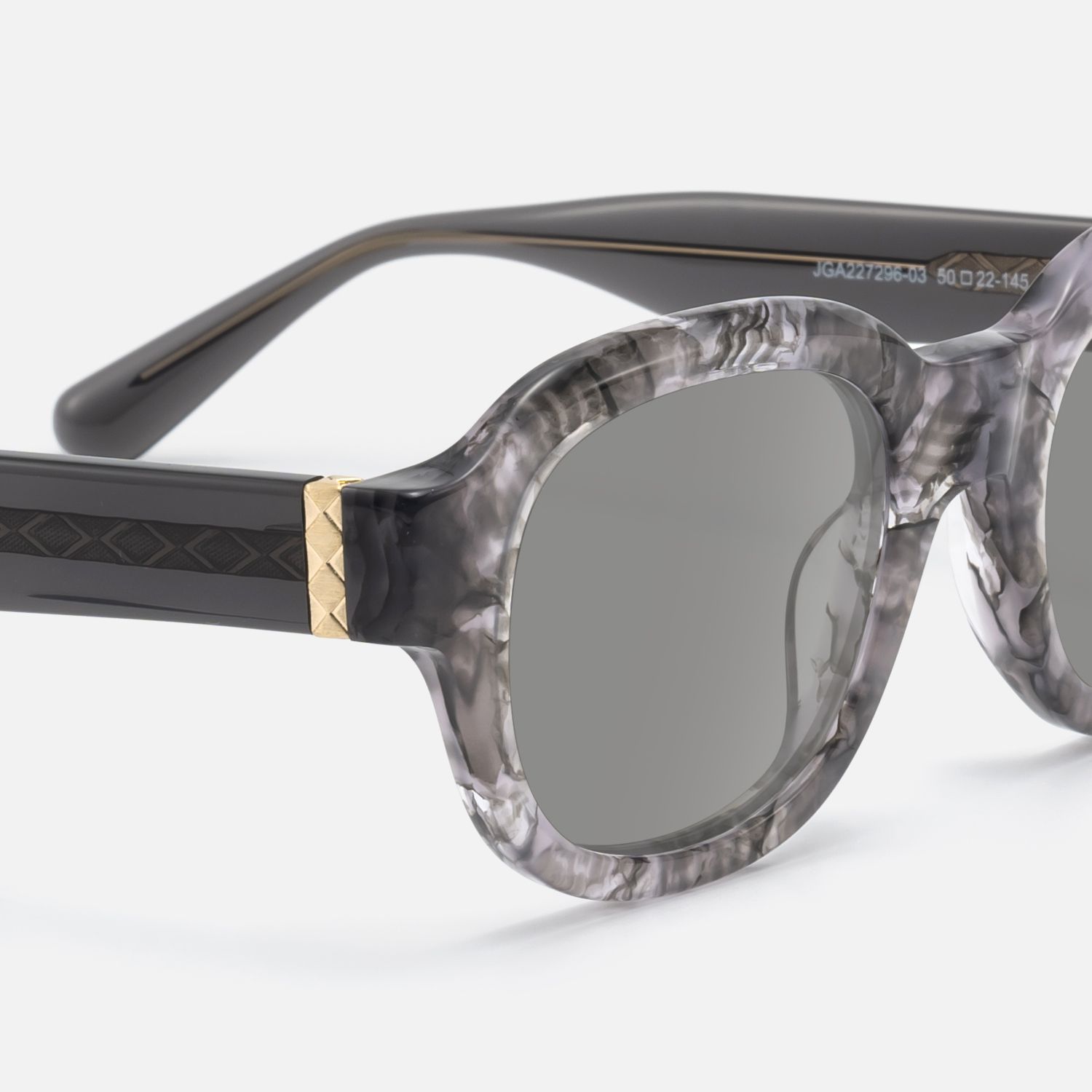 Eerie - Gray Marbled Round Tortoise Sunglasses | Vooglam Design Details