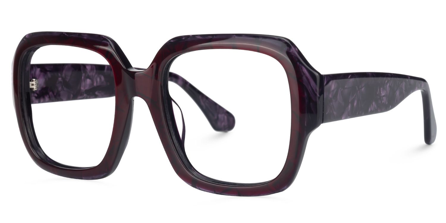Paz - Square Purple Eyeglasses | Vooglam Front View