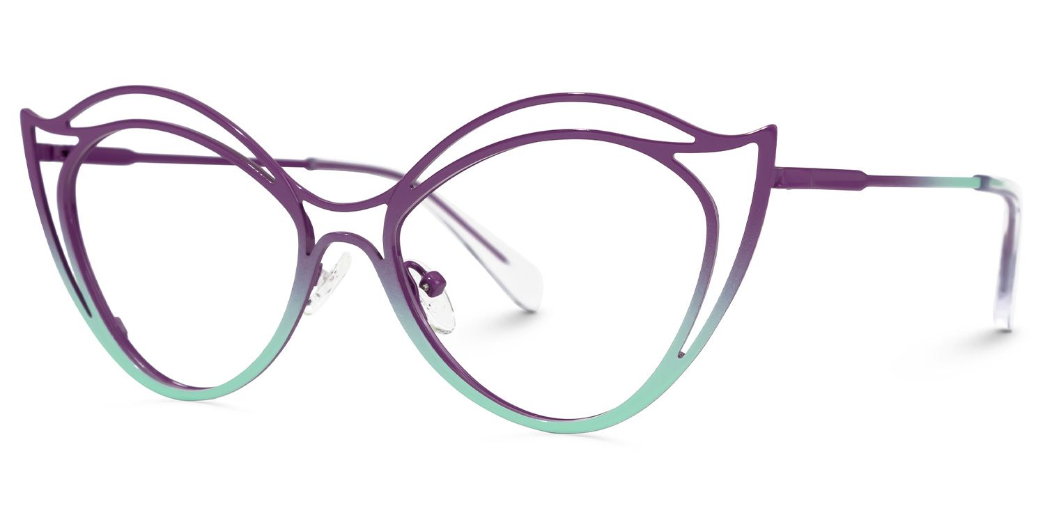 Hilleary - Geometric Purple/Green Eyeglasses | Vooglam Front View