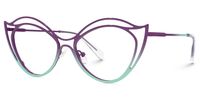 Hilleary - Geometric Purple/Green Eyeglasses | Vooglam Front View