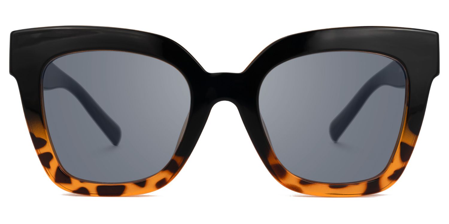 Naila - Square Black/Tortoise Sunglasses by Vooglam - Angle View