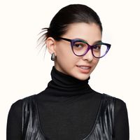 Langley - Purple Cat Eye Glasses | Vooglam On Model 2