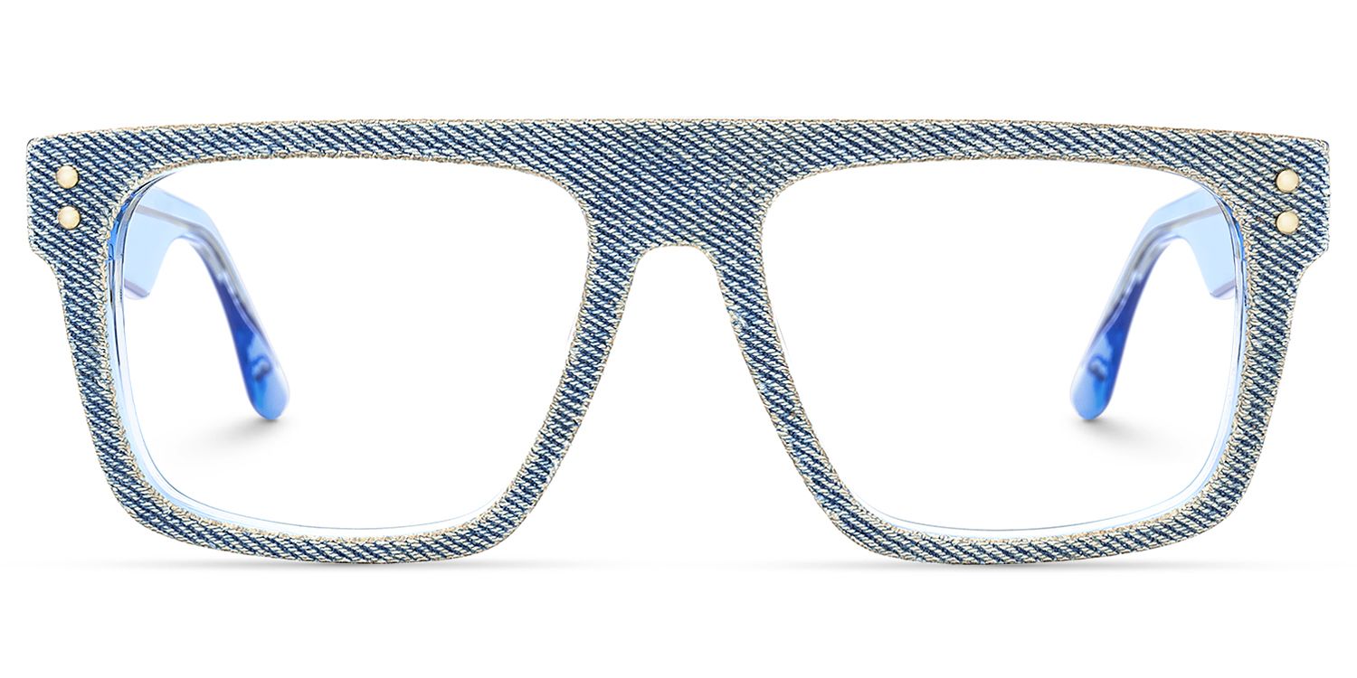 Najinca - Rectangle Blue Eyeglasses | Vooglam Angle View