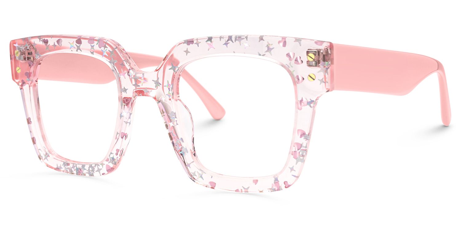 Najwa - Square Pink Eyeglasses | Vooglam Front View