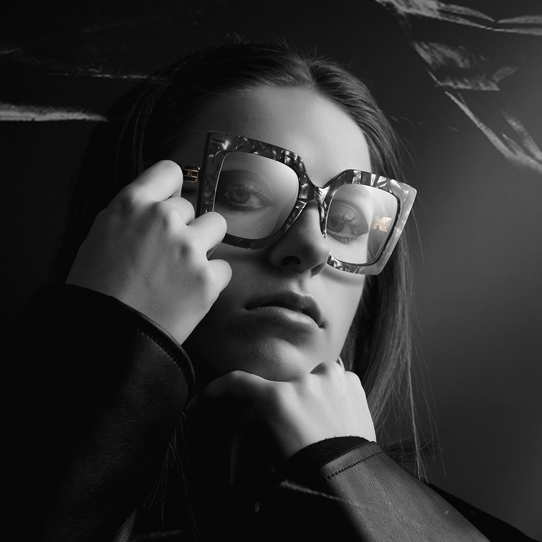 Pacorro - Square Grey Eyeglasses by Vooglam - On Model