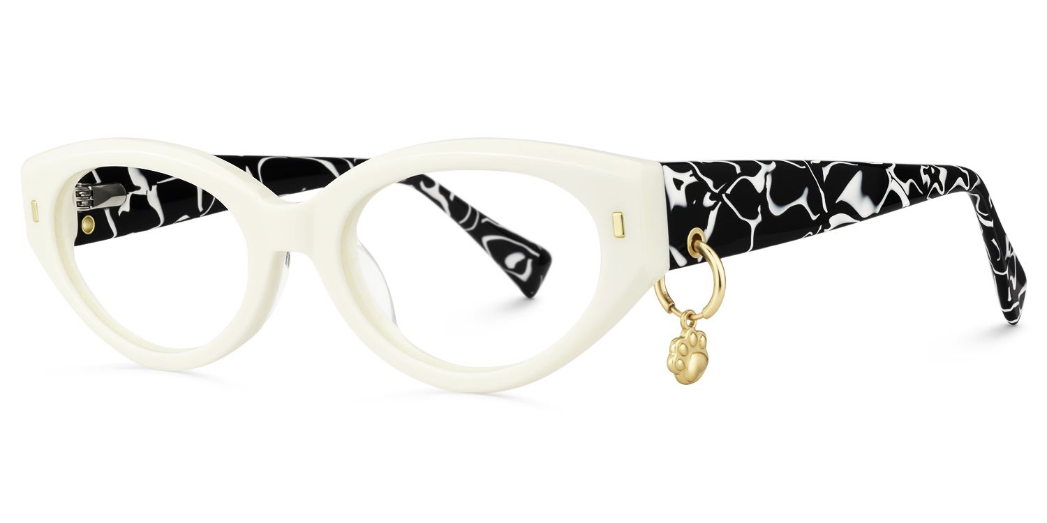 Meow - Cat Eye White Eyeglasses | Vooglam Front View