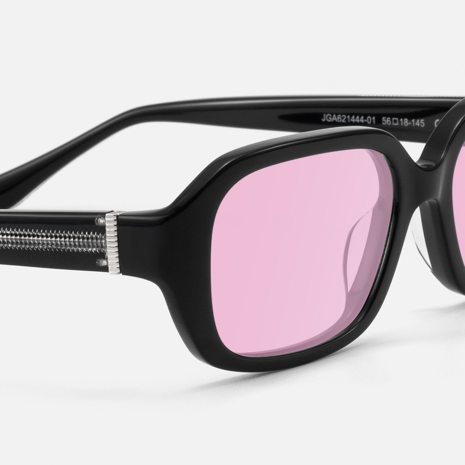 Mies - Pink Lens Exposed Hardware Black Sunglasses | Vooglam Design Details