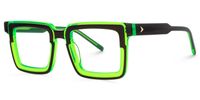 Ofira - Rectangle Green/Black Eyeglasses | Vooglam Front View
