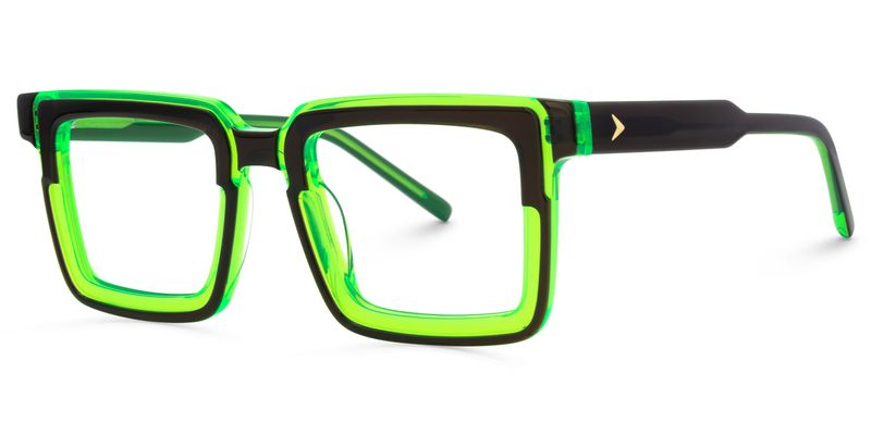 Ofira - Rectangle Green/Black Eyeglasses | Vooglam