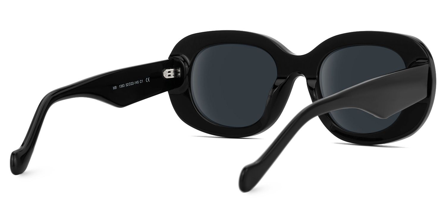Kahale - Oval Black Prescription Sunglasses | Vooglam Side View