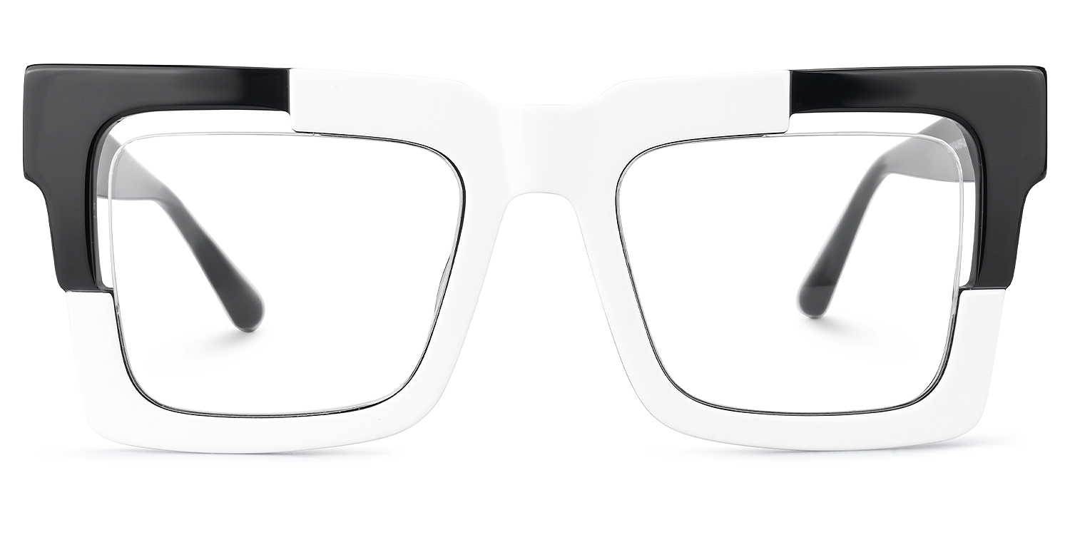 Eliora - Square White Eyeglasses | Vooglam Angle View