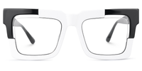 Eliora - Square White Eyeglasses | Vooglam Angle View