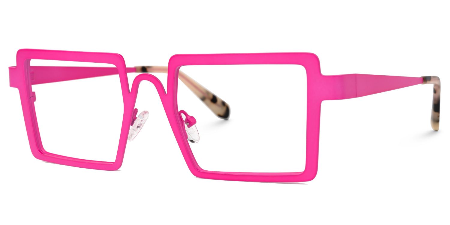 Cairbre - Rectangle Pink Eyeglasses by Vooglam - Front View