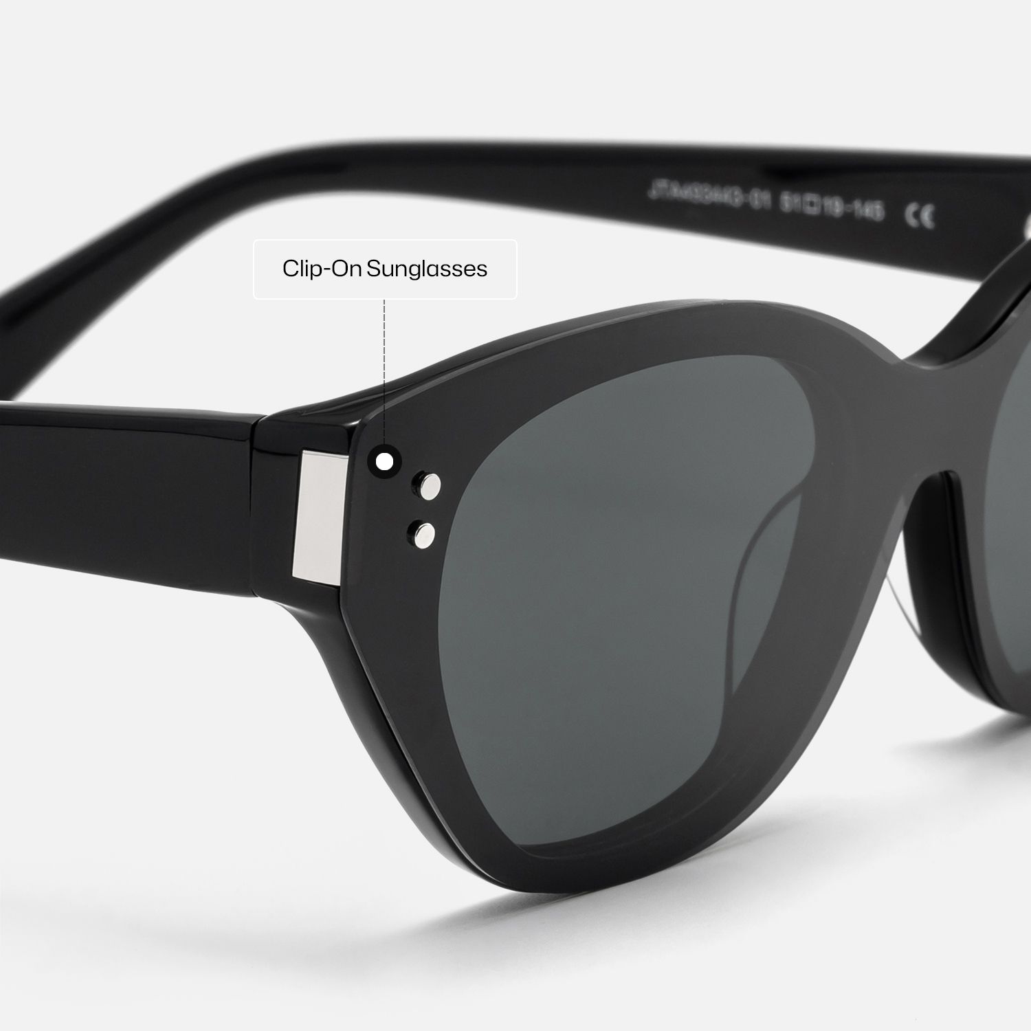 Cicely - Black Cateye Magnetic Clip on Sunglasses | Vooglam Design Details