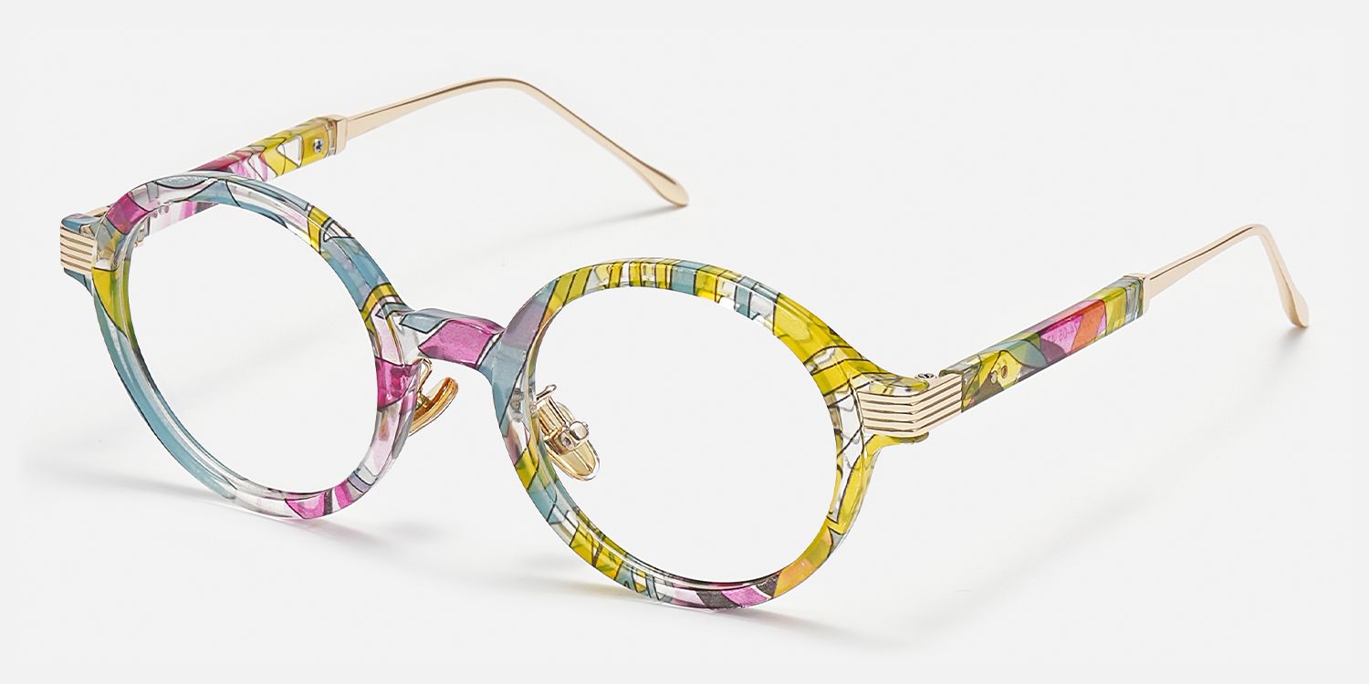 Dylan - Round Multicolor Eyeglasses | Vooglam Front View