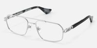 Lacey - Thin Metal Aviator Silver Glasses | Vooglam Front View