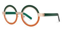 Adino - Round Green/Orange Eyeglasses | Vooglam Front View