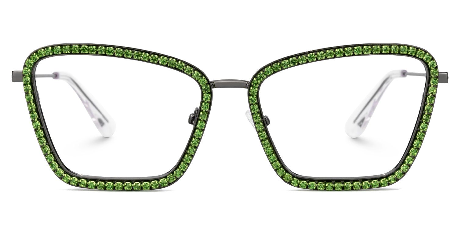 Feodora - Rectangle Green Eyeglasses | Vooglam Angle View