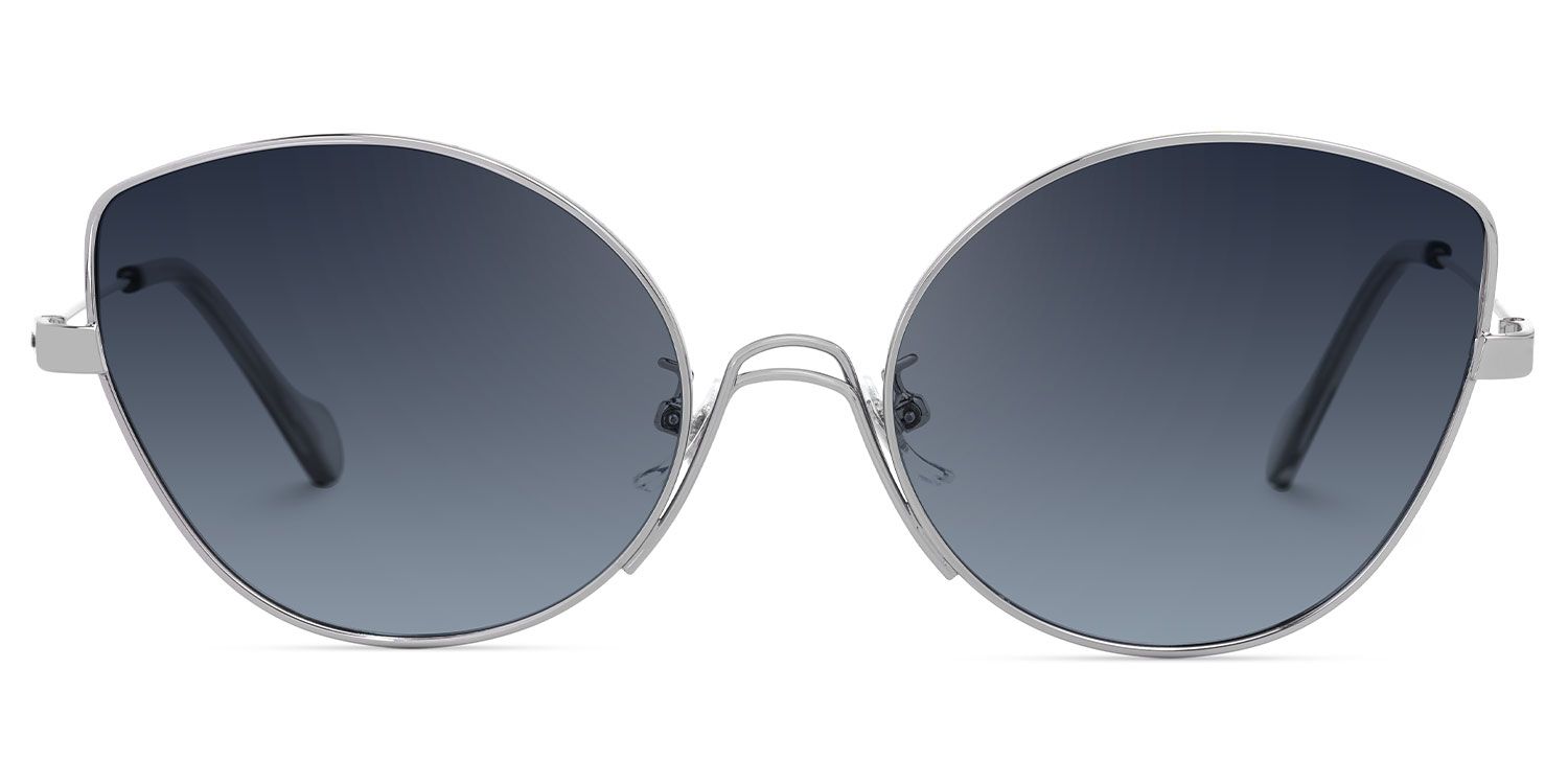 Elizette - Cat Eye Grey Sunglasses by Vooglam - Angle View