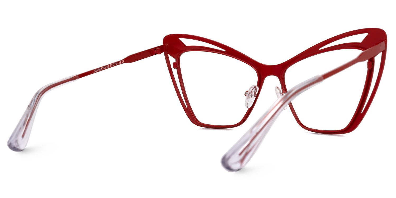 Jeanna - Cat Eye Red Eyeglasses by Vooglam - Side View