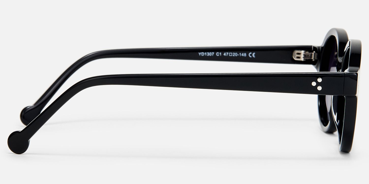 Obsidian - Round Black Sunglasses | Vooglam Side View