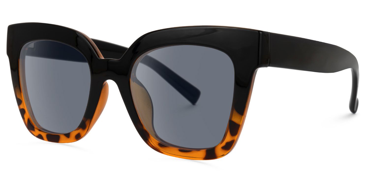 Naila - Square Black/Tortoise Sunglasses by Vooglam - Front View