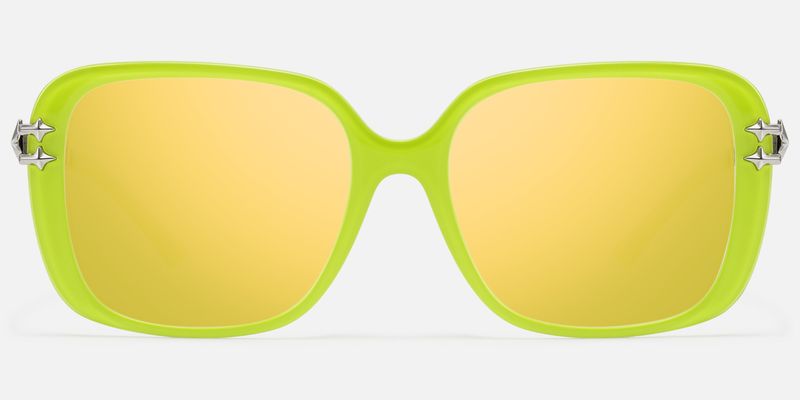 Nova - Neon Green Gold Mirrored Double Wire Shades by Vooglam