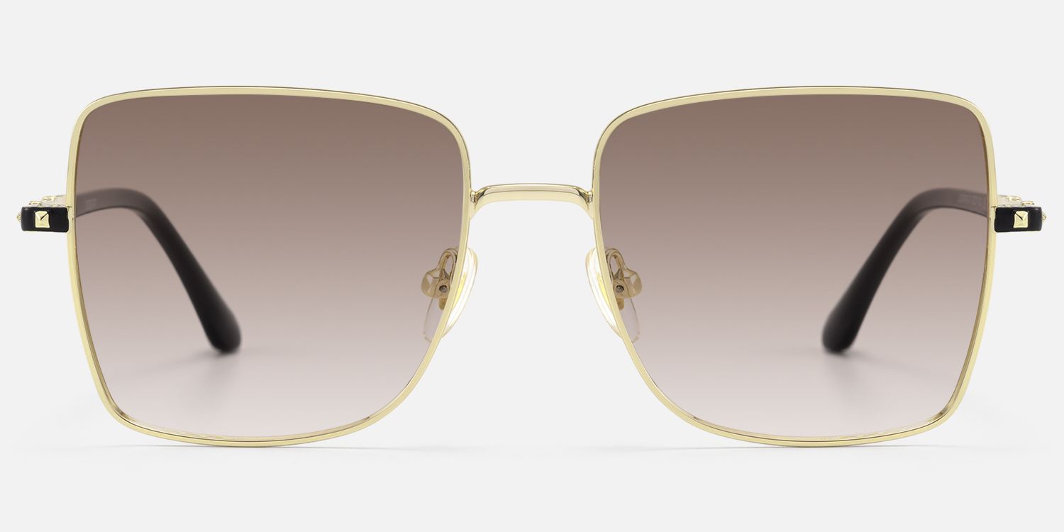 Devereux - Gradient Lens Square Gold Sunglasses | Vooglam Angle View