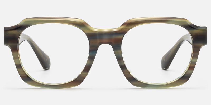 Vernon - Retro Olive Green Striped Eyeglasses | Vooglam