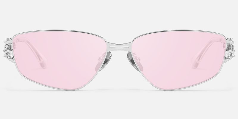 Spine - Silver Metal Pink Tinted Sunglasses | Vooglam