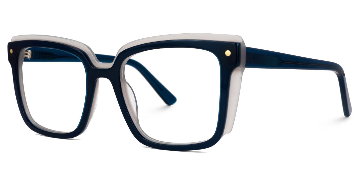 Denim - Rectangle Blue Eyeglasses | Vooglam Front View