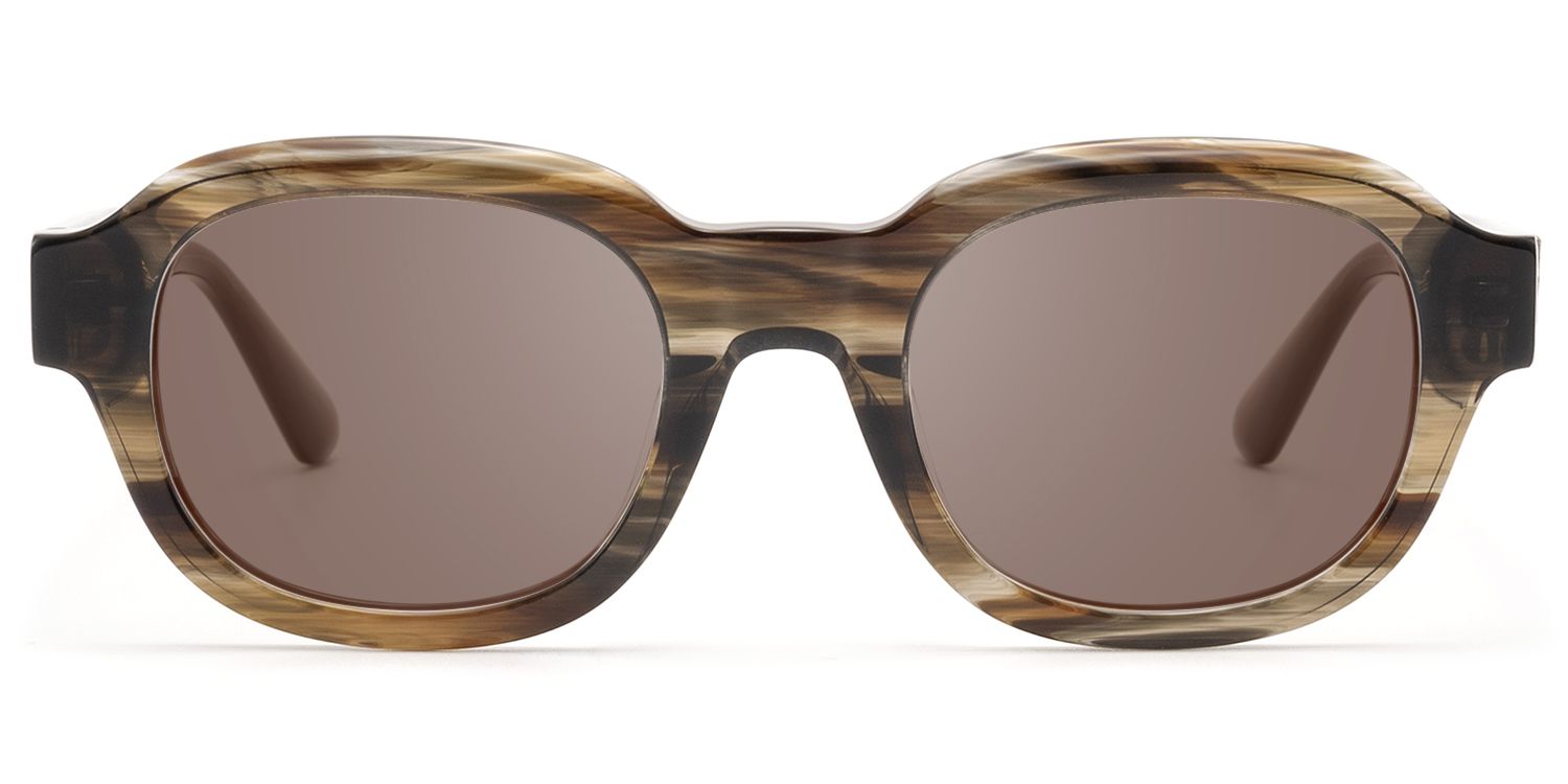 Frame Size of Eerie - Dark Brown Tinted Wood Grain Sunglasses | Vooglam