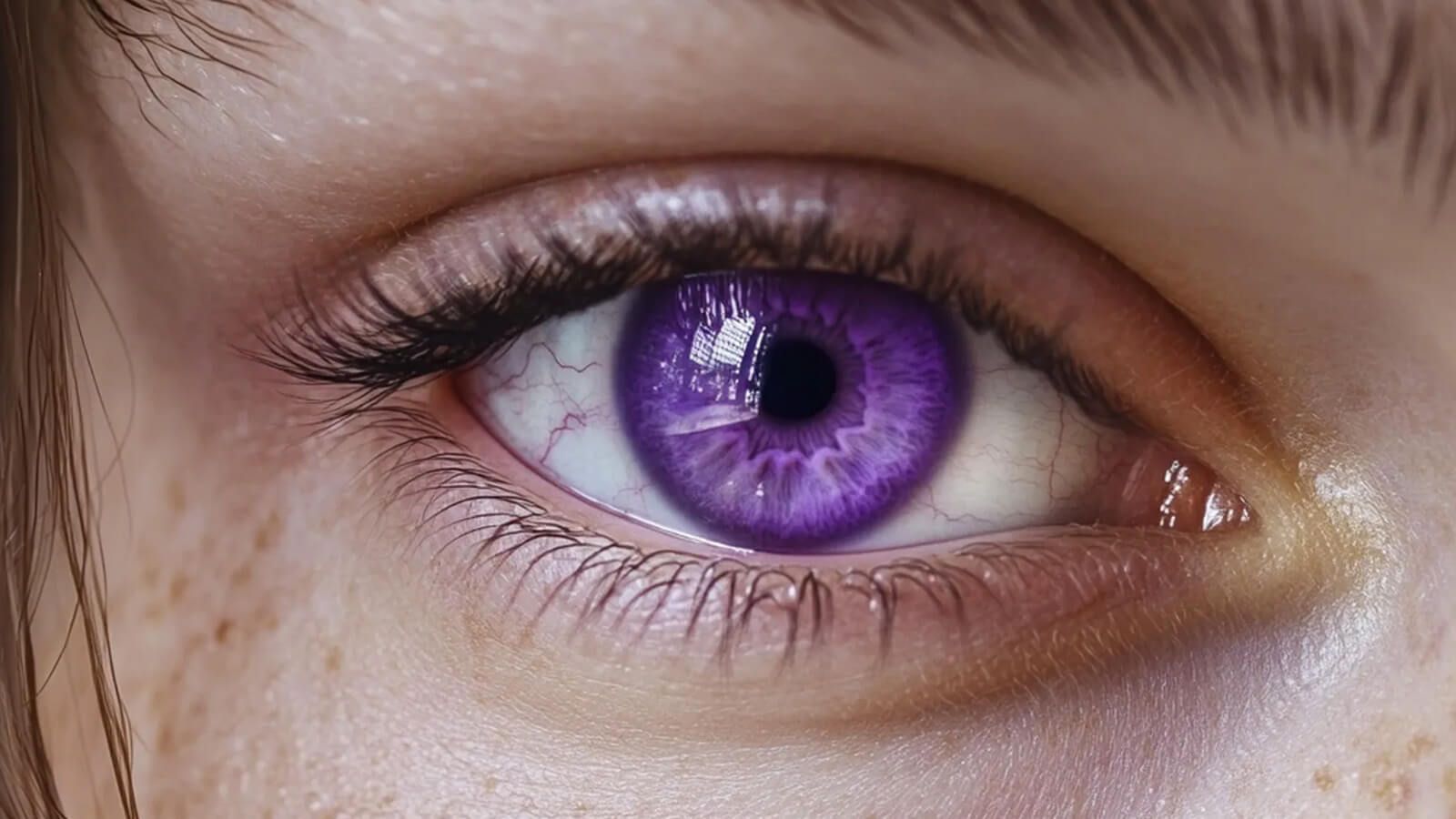 Eyes with purple pupils