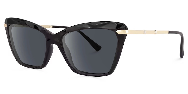 Annie - Elegant Black Rectangle Frame Sunglasses