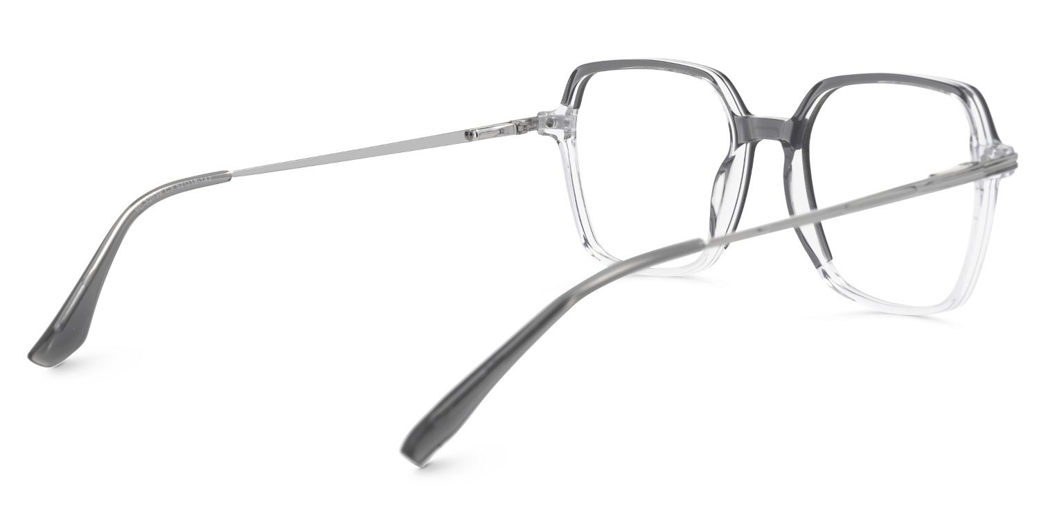 Elton - Square Grey Eyeglasses | Vooglam Side View