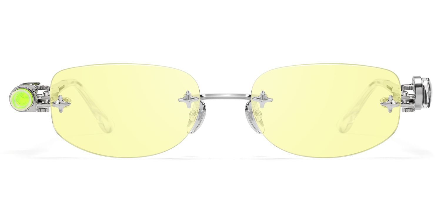 Frame Size of The Utilitarian - Rimless Yellow Tint Sunglasses | Vooglam