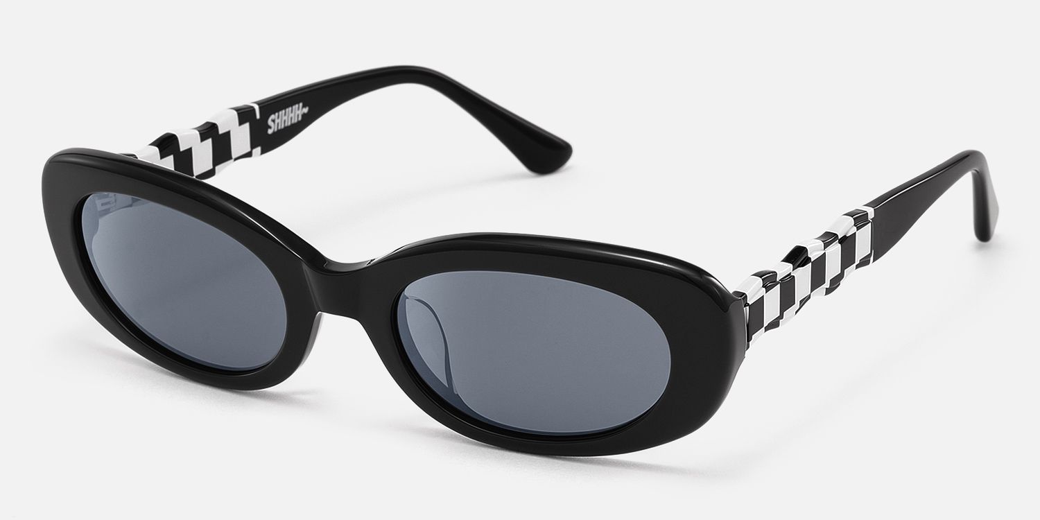 SHHHH~ - Oval Black Sunglasses | Vooglam Front View