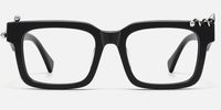 Spike - Rectangle Black Eyeglasses | Vooglam Angle View