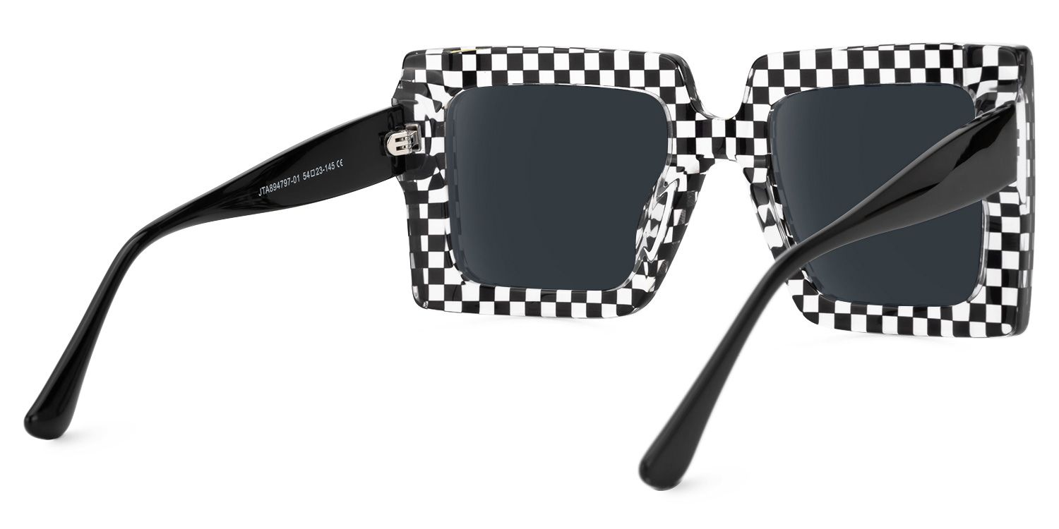 Ferial - Square Black/Crystal Sunglasses | Vooglam Side View