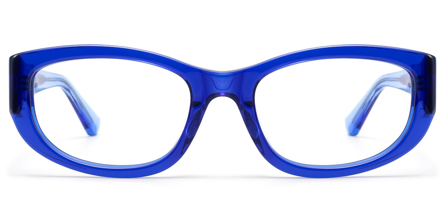 Bubble - Jelly Blue Oval Rectangle Y2K Glasses by Vooglam Product Details 1
